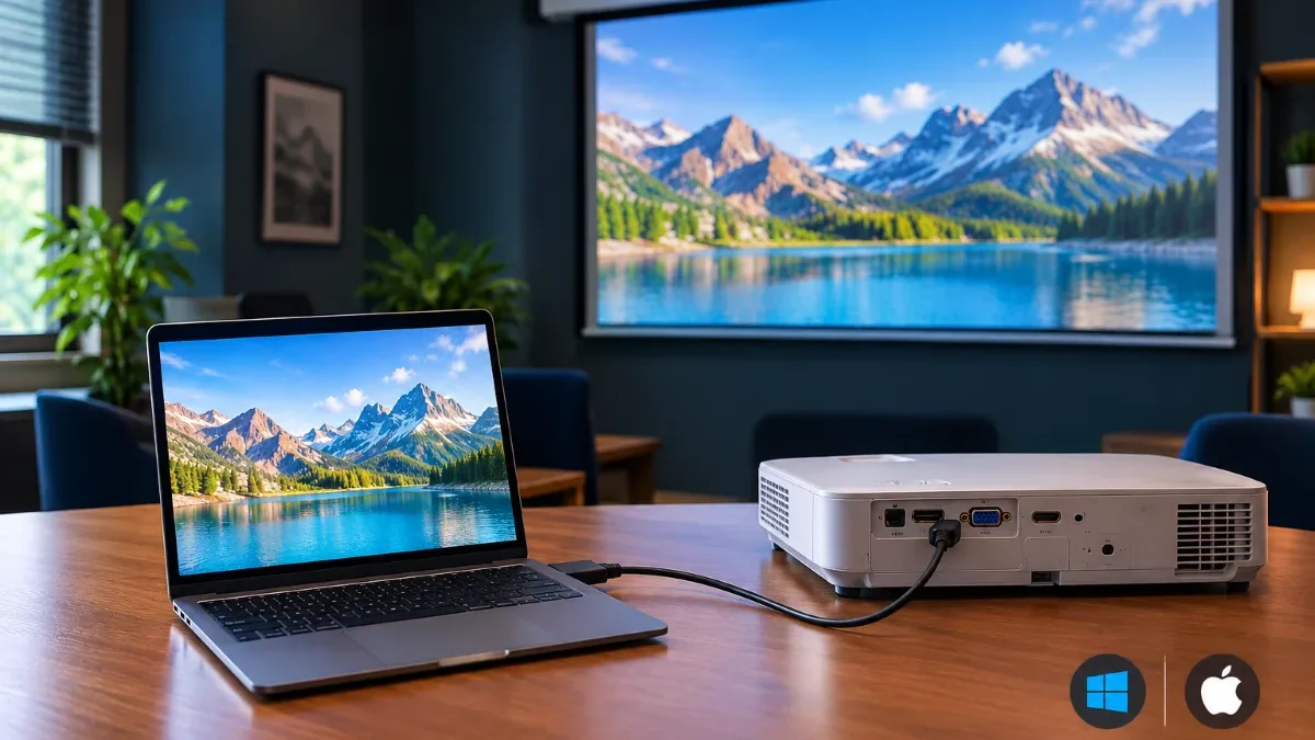 اتصال لپ تاپ به ویدئو پروژکتور با کابل HDMI و VGA