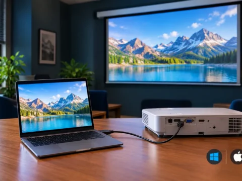 اتصال لپ تاپ به ویدئو پروژکتور با کابل HDMI و VGA
